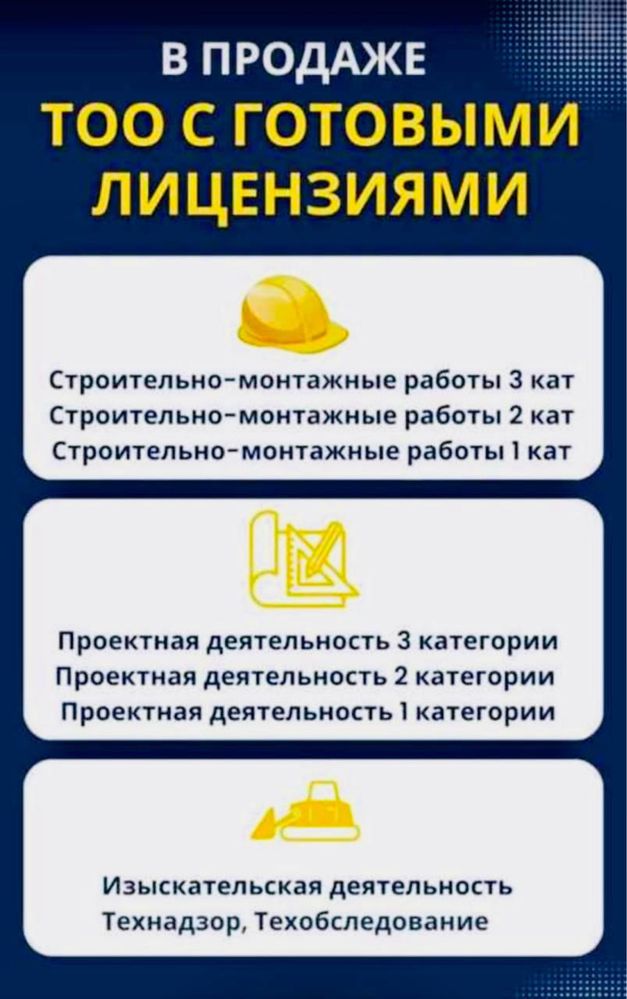 Продам ТОО 1 СМР и отдельно в продаже 1 ПР проектные работы г. ШЫМКЕНТ