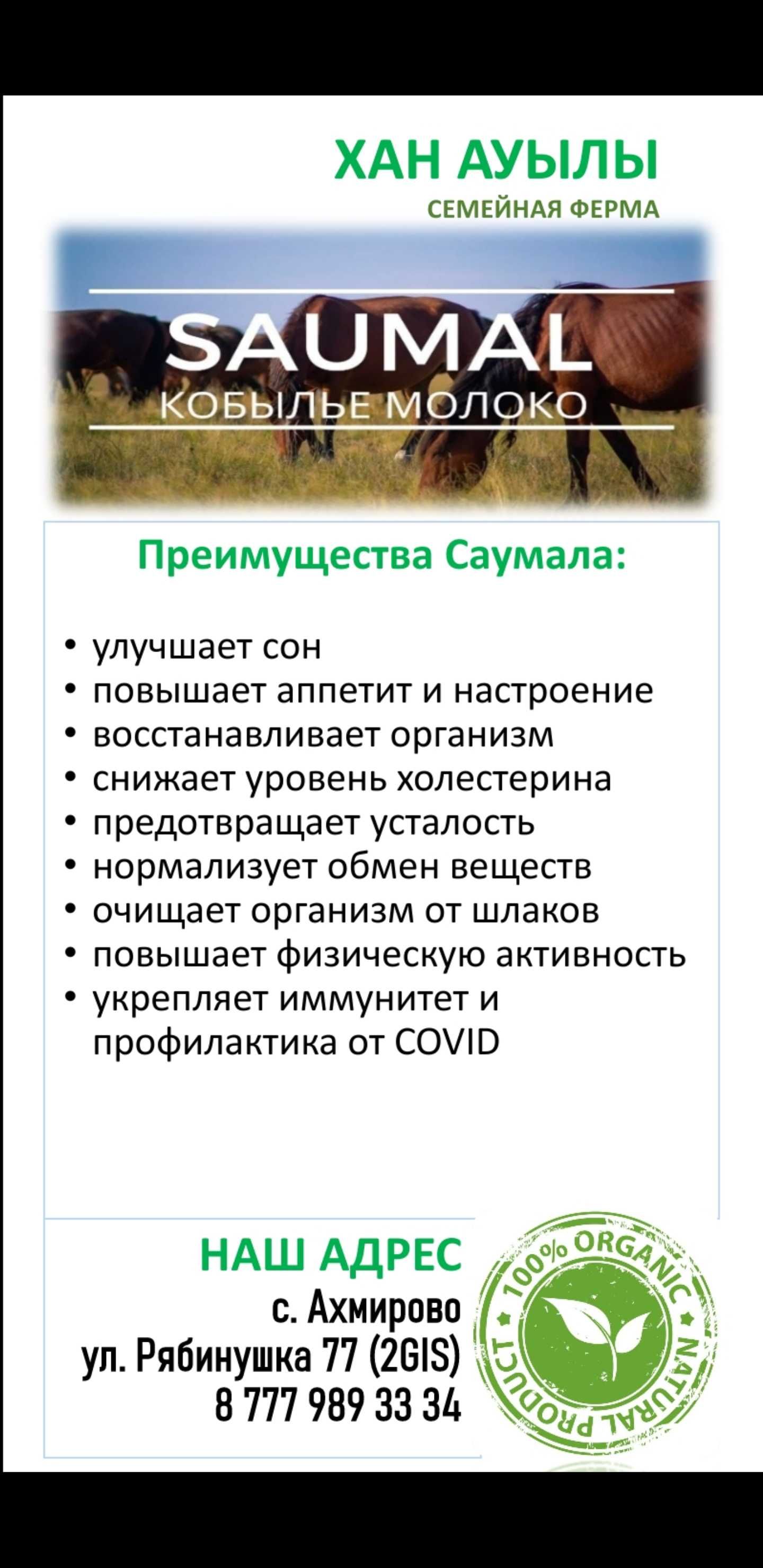 Саумал Кымыз свежее, по графику