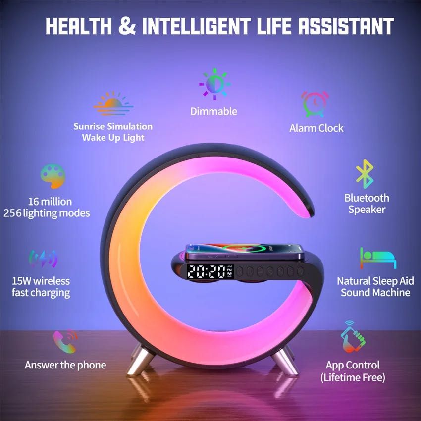 Колонка RGB, беспроводная зарядка для iOS