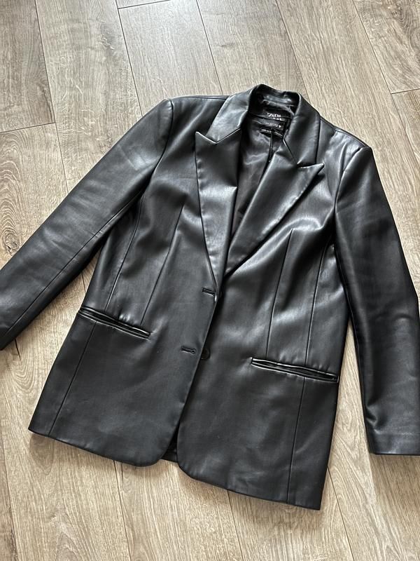 Кожаный стильный пиджак Zara М, срочно