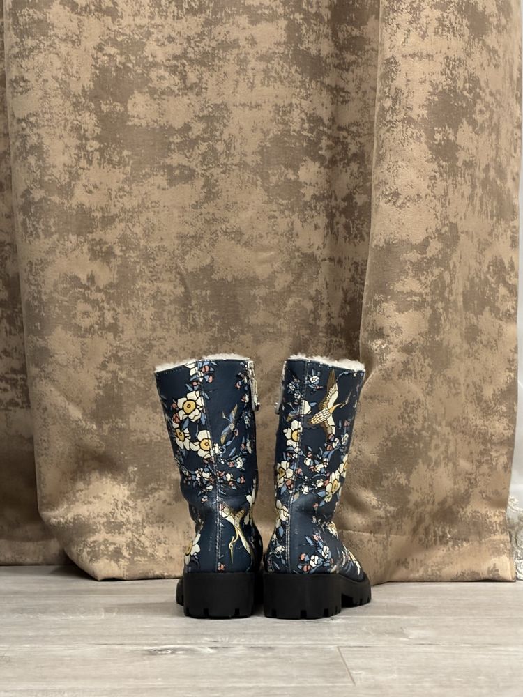 DSQUARED2 Кожаные Сапоги синие, с узорами Длина Стельки : 19 см