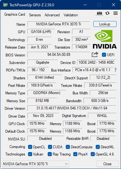 Продам видеокарту Gigabyte RTX 3070Ti Eagle 8Gb