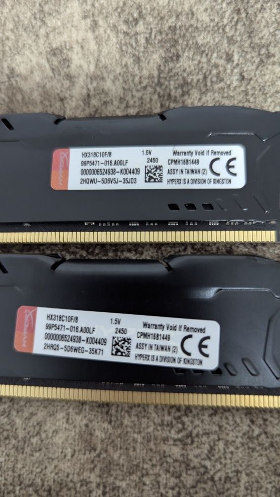 Оперативная память HyperX fury DDR3 16Gb (2*8Gb) 1866 MHz 03y 2шт