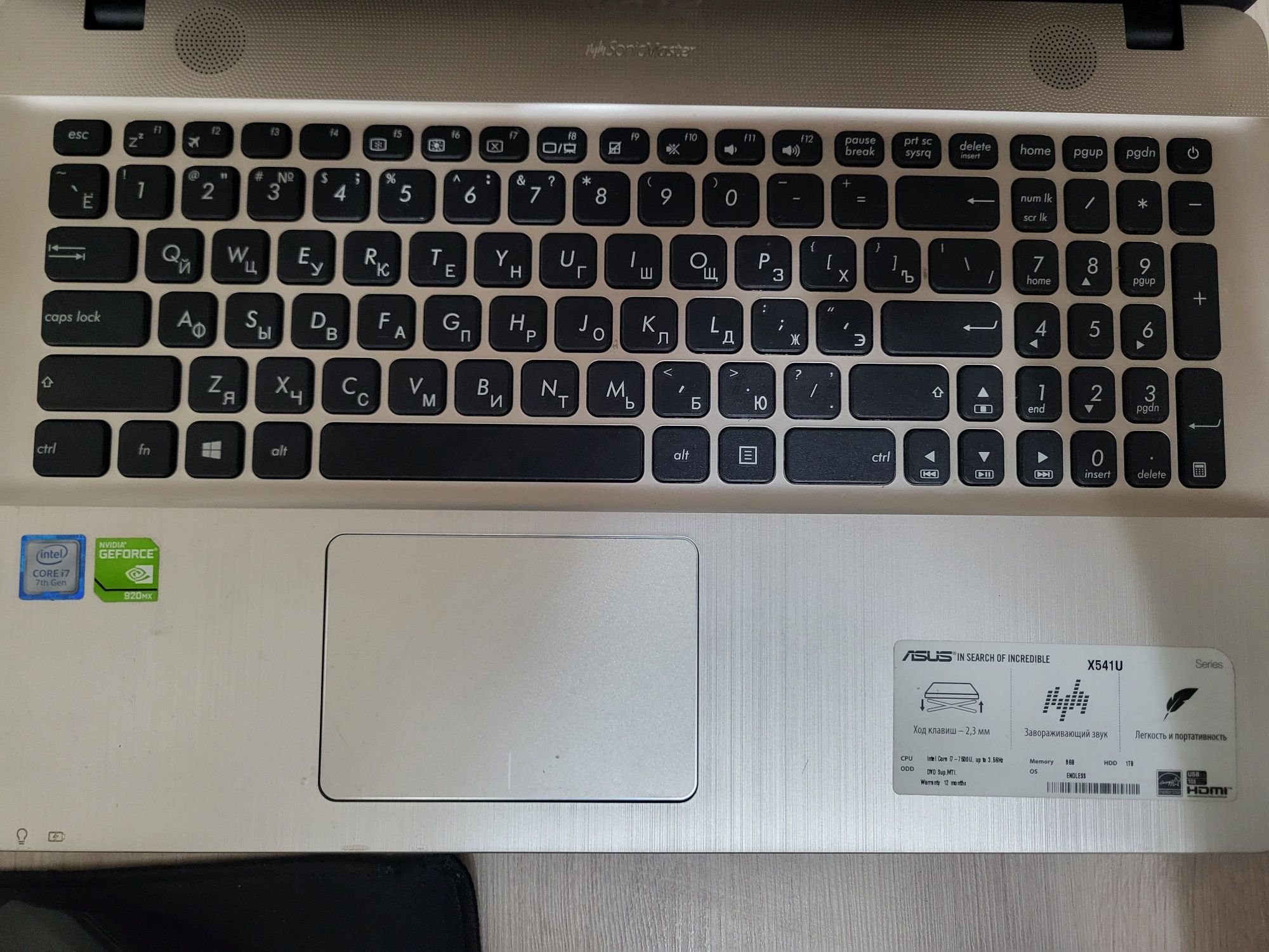 ASUS X541U Процессор: Intel Core i3 ,Видеокарта: NVIDIA GeForce 920MX