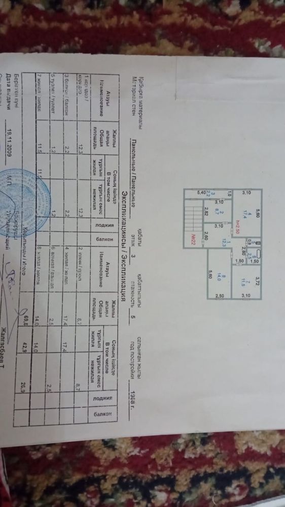 3 мкр 45 дом 3 этаждан 3 комната кваритира сатылады