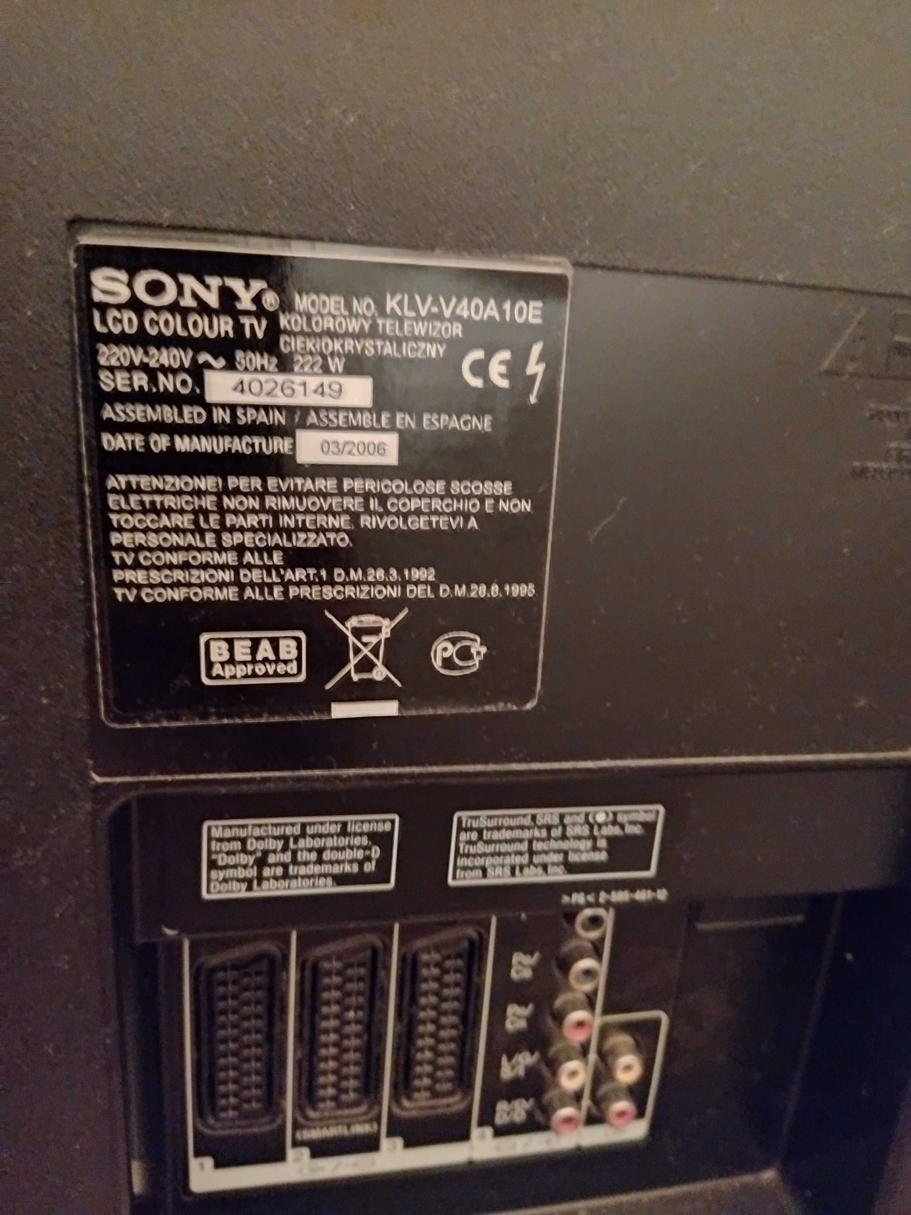 Телевизор Sony Bravia KLV-V40A10E (Испания),эксклюзив,оригинал.