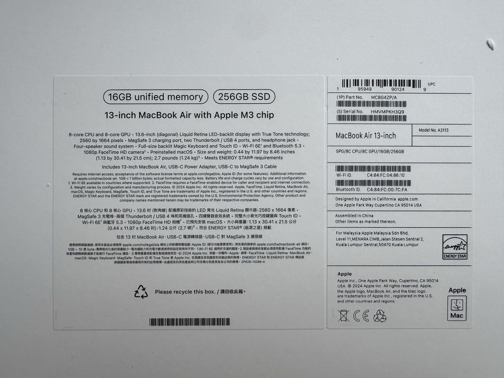 Новый Macbook m3 air