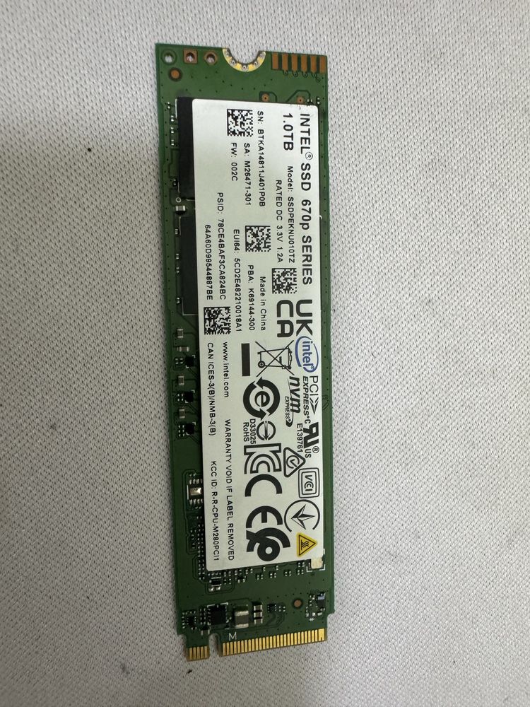 М2 Nvme 1тб intel pcie 3.0