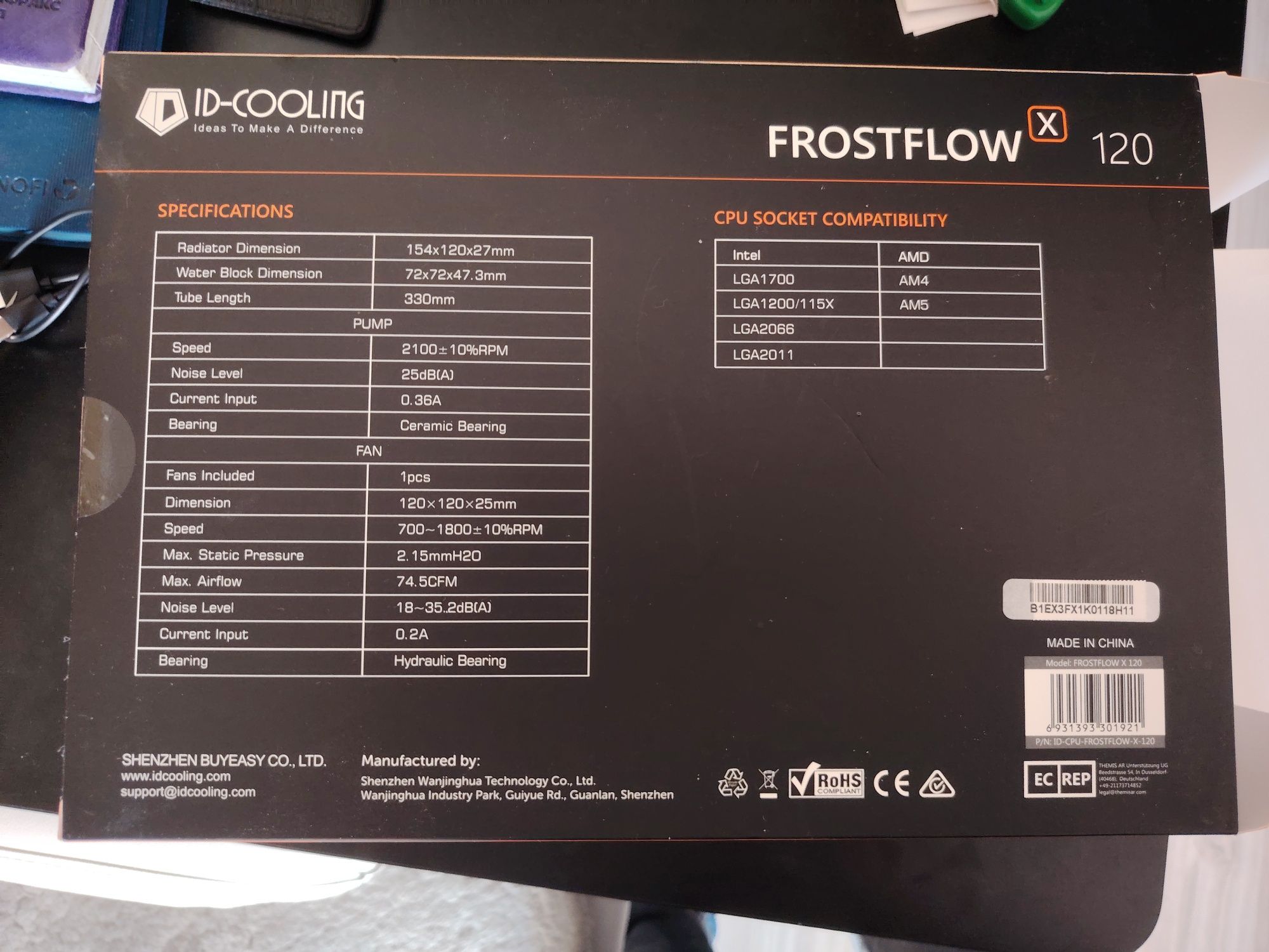 Система водяного охлаждения id-cooling frostflow x120