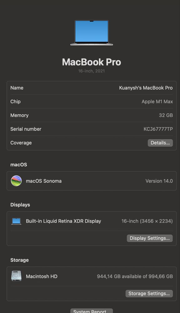 Ноутбук Apple MacBook Pro 16 2021 / 16’2 / 32 GB / SSD 1TB