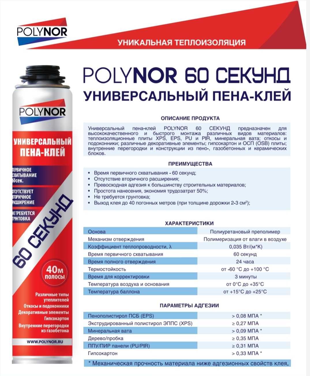 пена клей 60 секунд