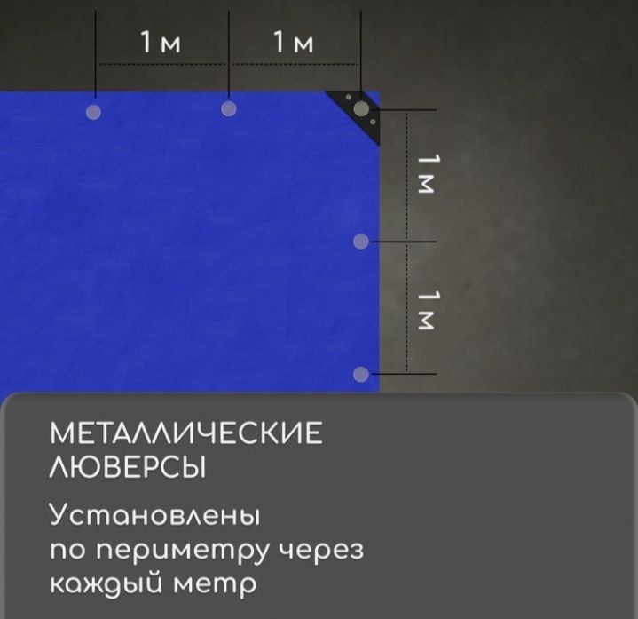 Тент защитный, 6 × 3 м, плотность 180 г/м², тарпаулин, синий