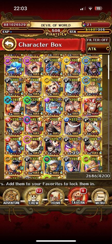 Продам аккаунт игры One Piece Treasure cruise 500lvl, 200 легендарок