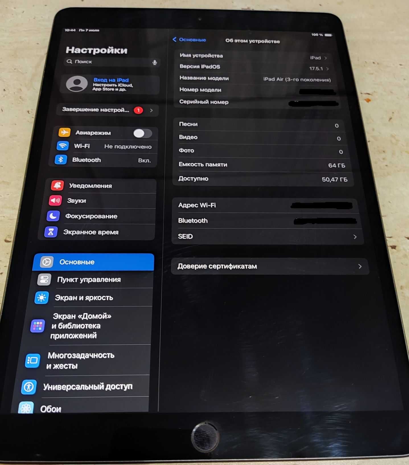 iPad Air 3 2019 A2152, 64GB WI-FI
