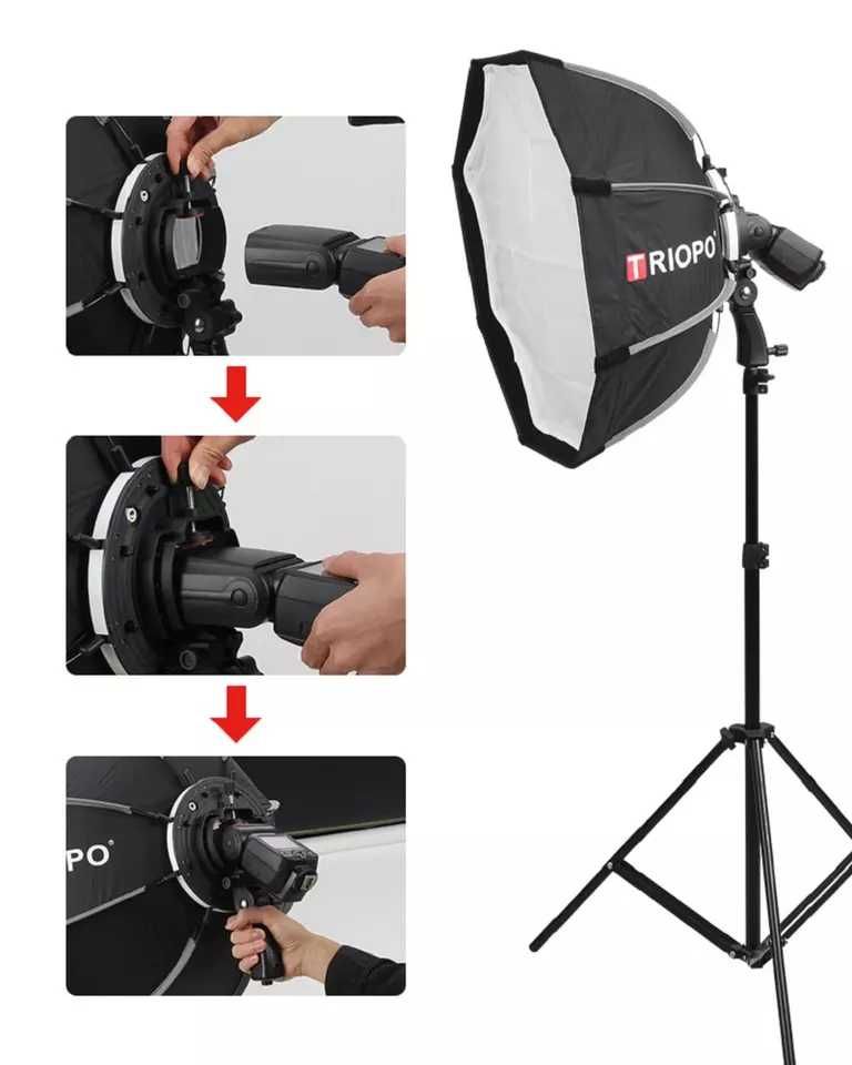 Комплект вспышка Triopo TR-950II + синхронизатор + октобокс + стойка