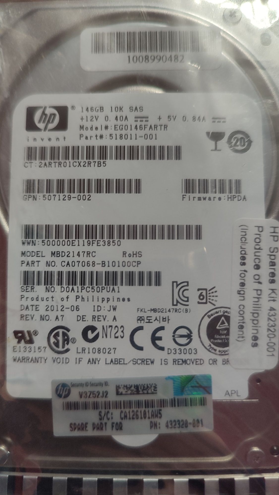 Жёсткий диск для серверов SAS - накопитель, 146GB. Инфа на фото