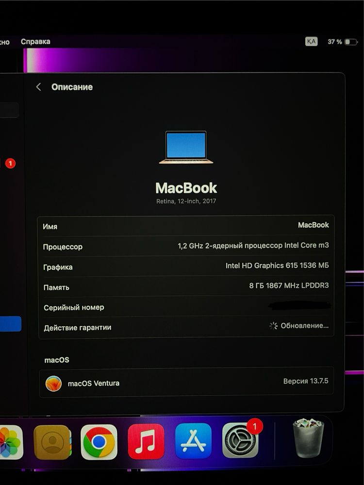 Macbook Retina 12 (2017) в идеальном состоянии