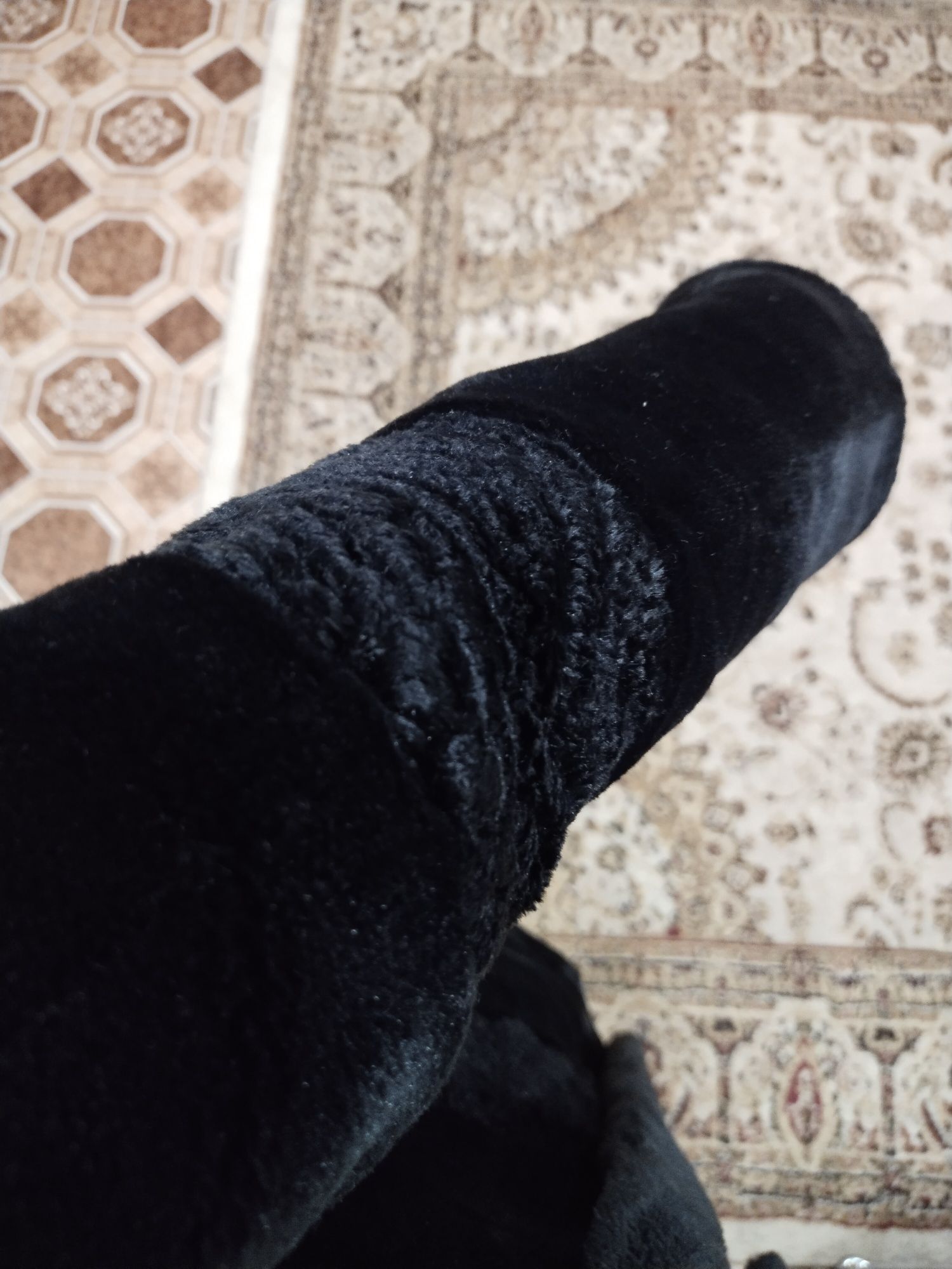 Мутоновая шуба со вставками