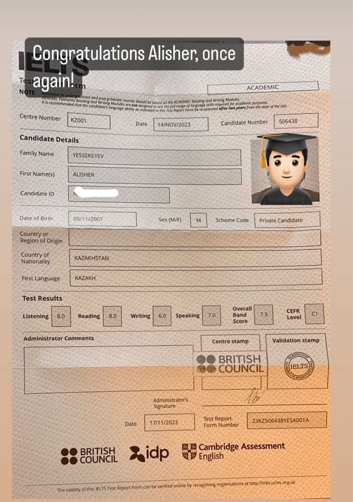 Подготовка IELTS, Преподаватель 8.0