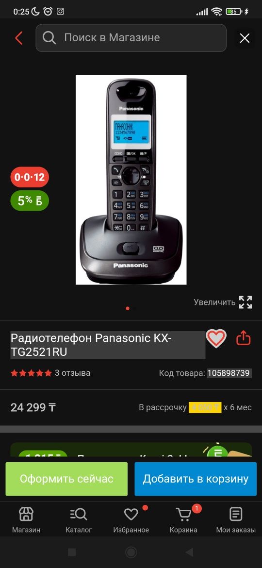 Беспроводной телефон Panasonic KX-TG2511RU