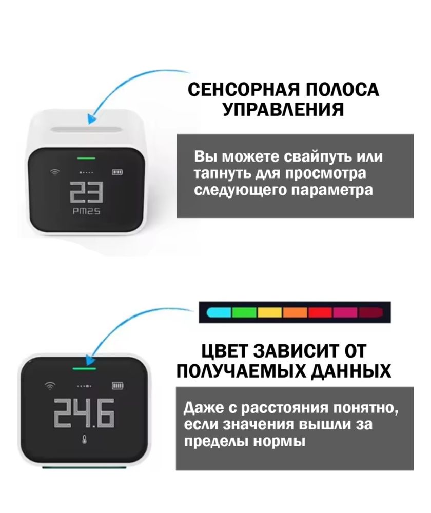 Метеостанция Xiaomi Qingping датчик чистоты воздуха кислорода воздуха