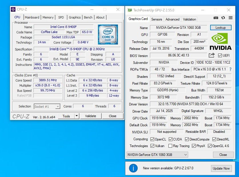 Игровой компьютер, системный блок, core i5 9400F Gtx1060