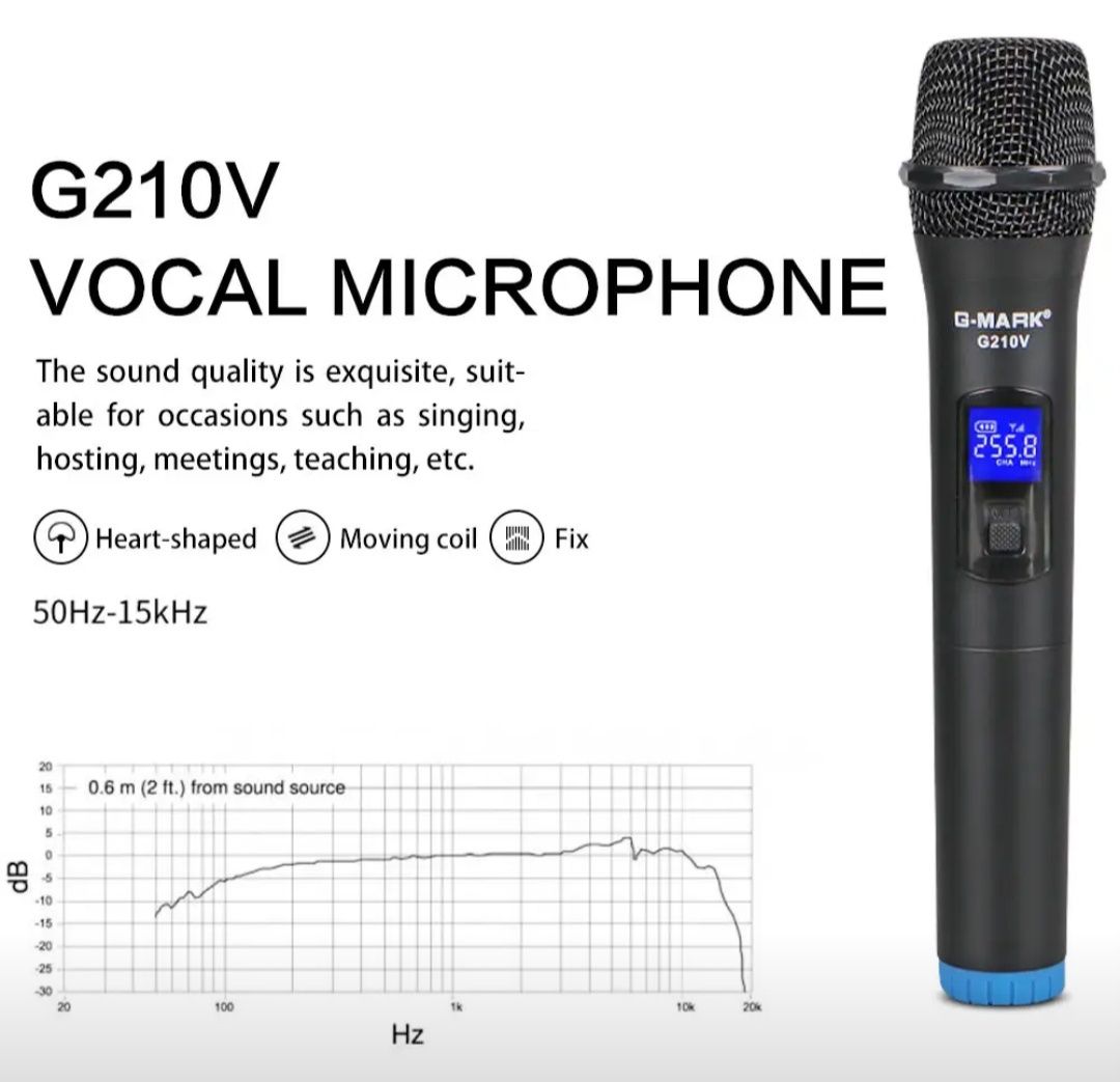 Беспроводной микрофон G-Mark G-210V, 2х канальный VHF