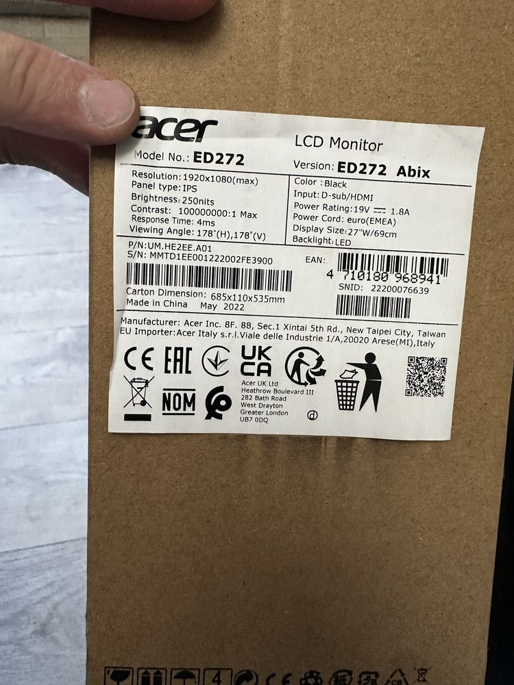 Продам монитор acer 27 дюймов