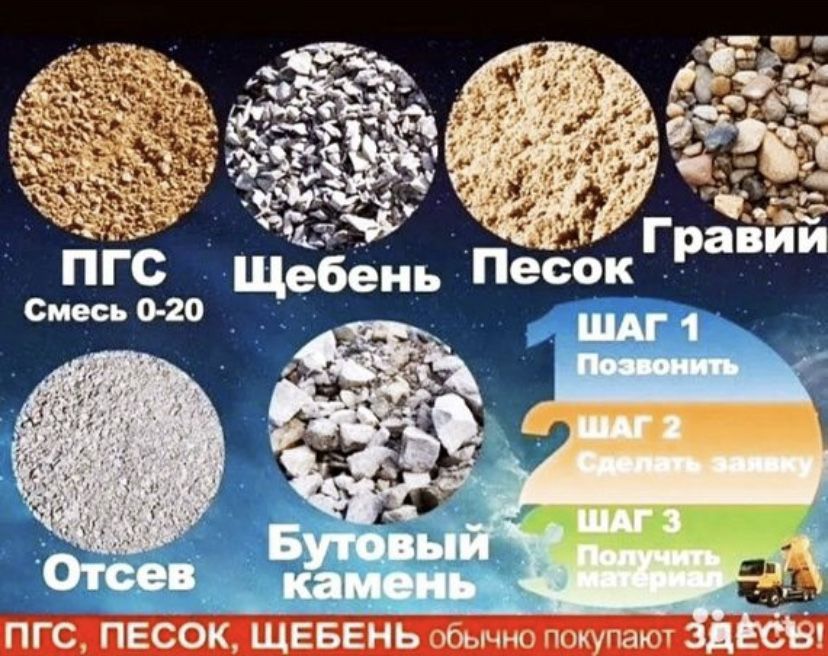 Баласт, щебень, песок, саз, бутовый камень.услуги камаза.