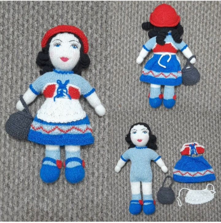 Вязаная кукла Красная Шапочка, 37 см