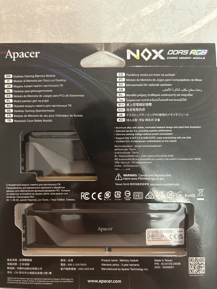 ОЗУ Apacer Nox RGb 32gb