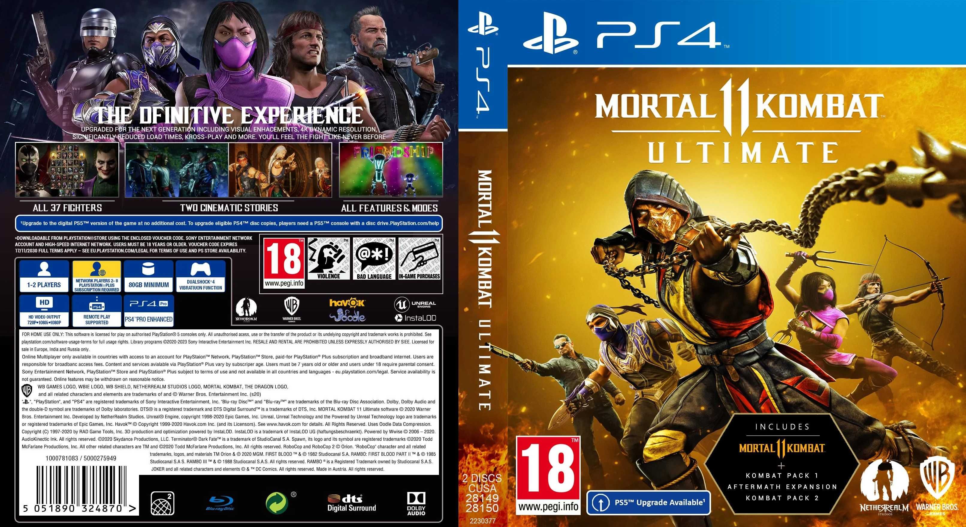 ДИСК PlayStaion 4 PS4 MORTAL KOMBAT 11 Ultimate рус.яз Новый! Лицензия