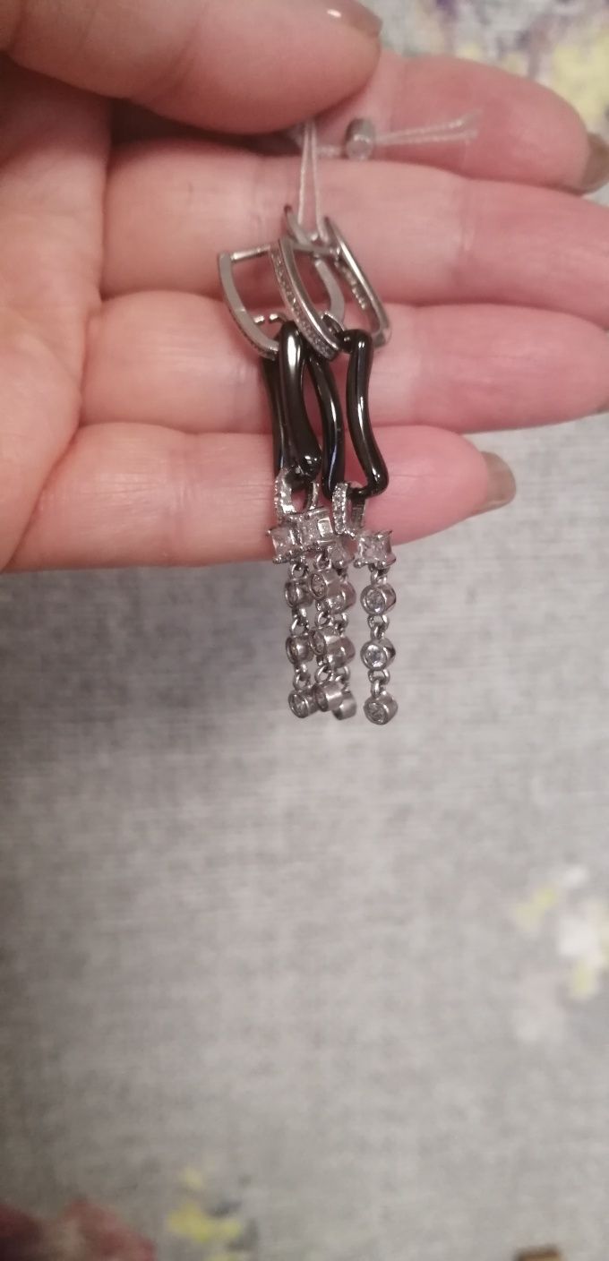 Продам новые серьги, серебро с керамикой