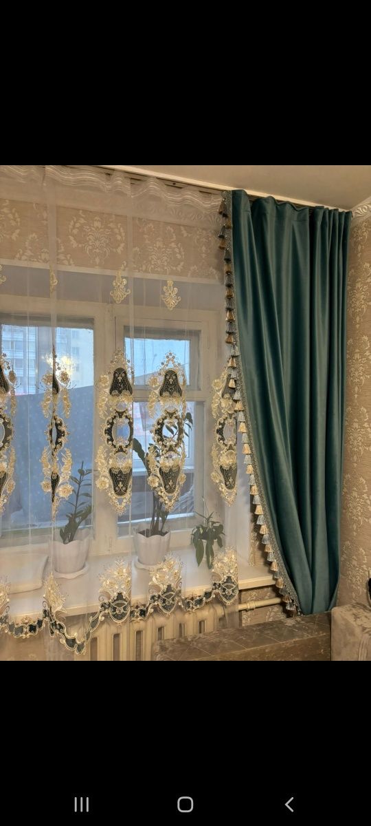 Срочно продаю шторы и тюль готовые, материал королевский велюр, Турция