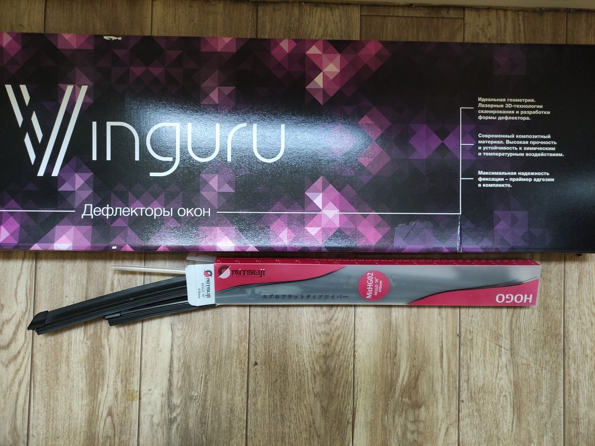 Дефлекторы окон Vinguru и дворники Mitsuji