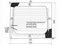 Стекло заднее (распашной двери) правое с обогревом  Ford Transit