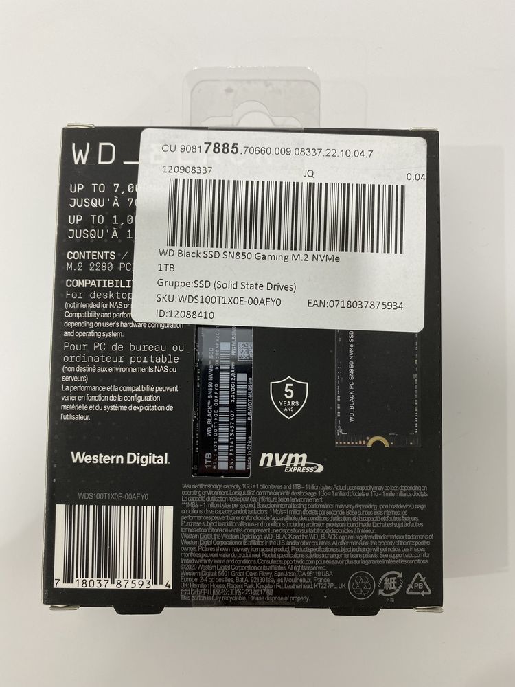 Western Digital Black SN-850 WDS100T1X0E-00AFY0 1TB