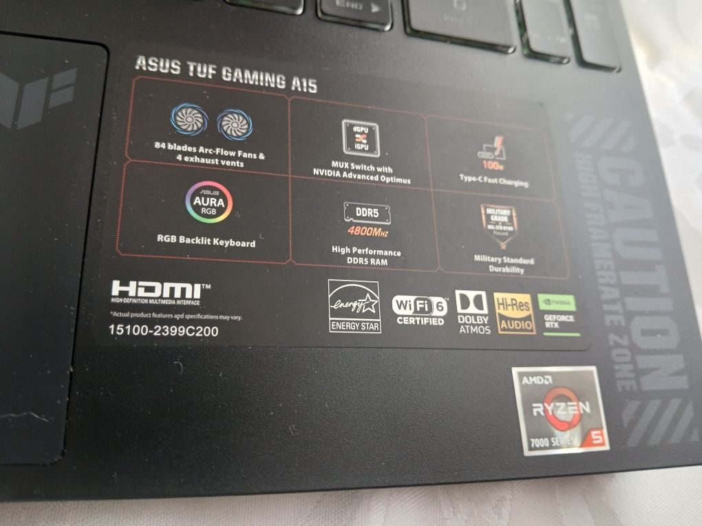 Ноутбук asus tuf gaming a 15 ryzen 7000 series