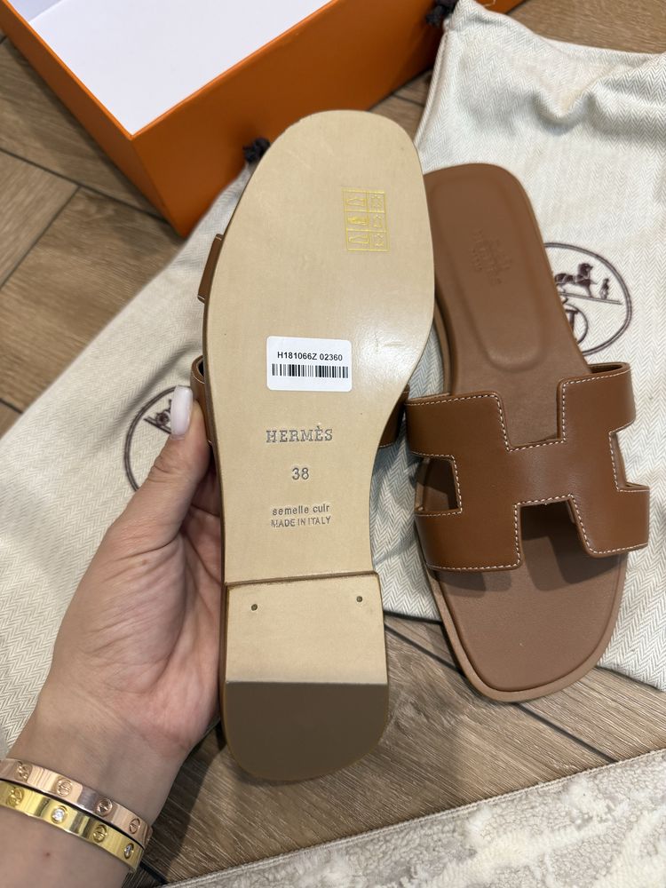 Тапочки Hermes натуральная кожа