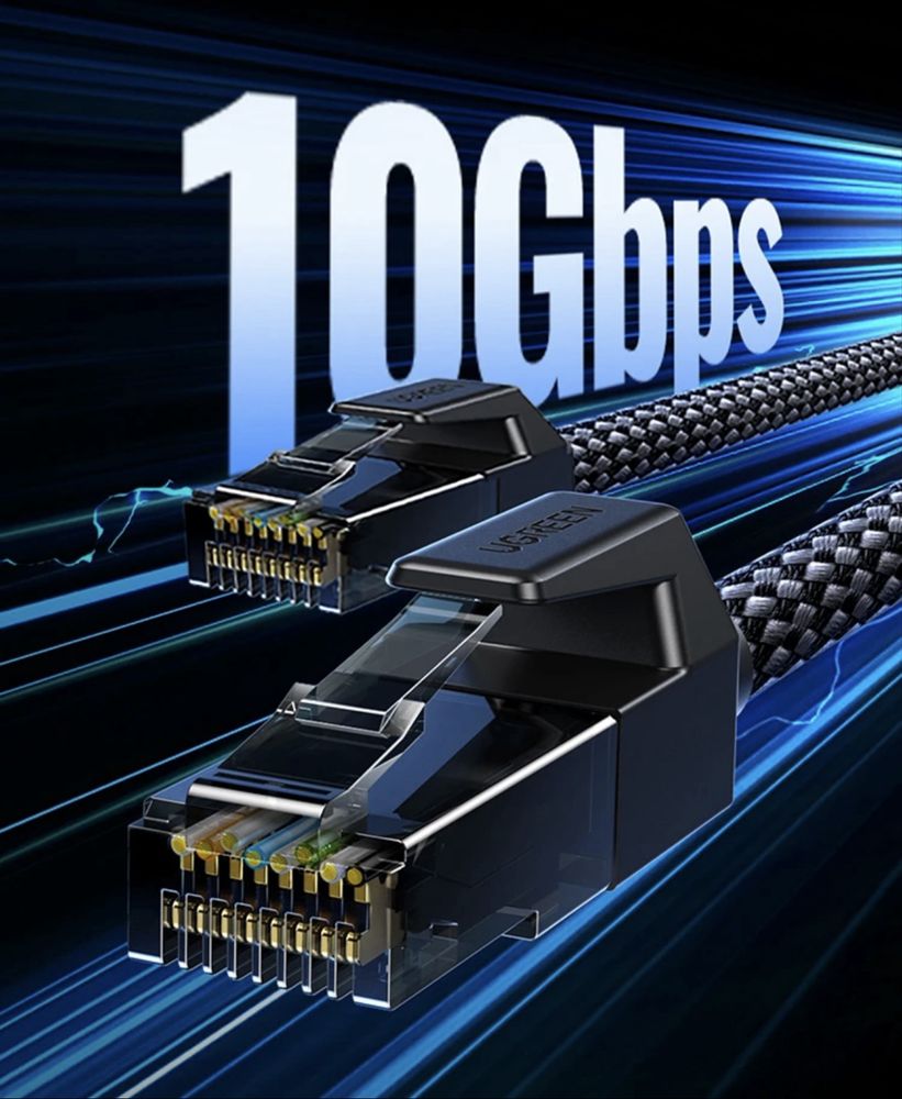 Кабель Ugreen 5м RJ-45 cat6 500mhz в оплетке.