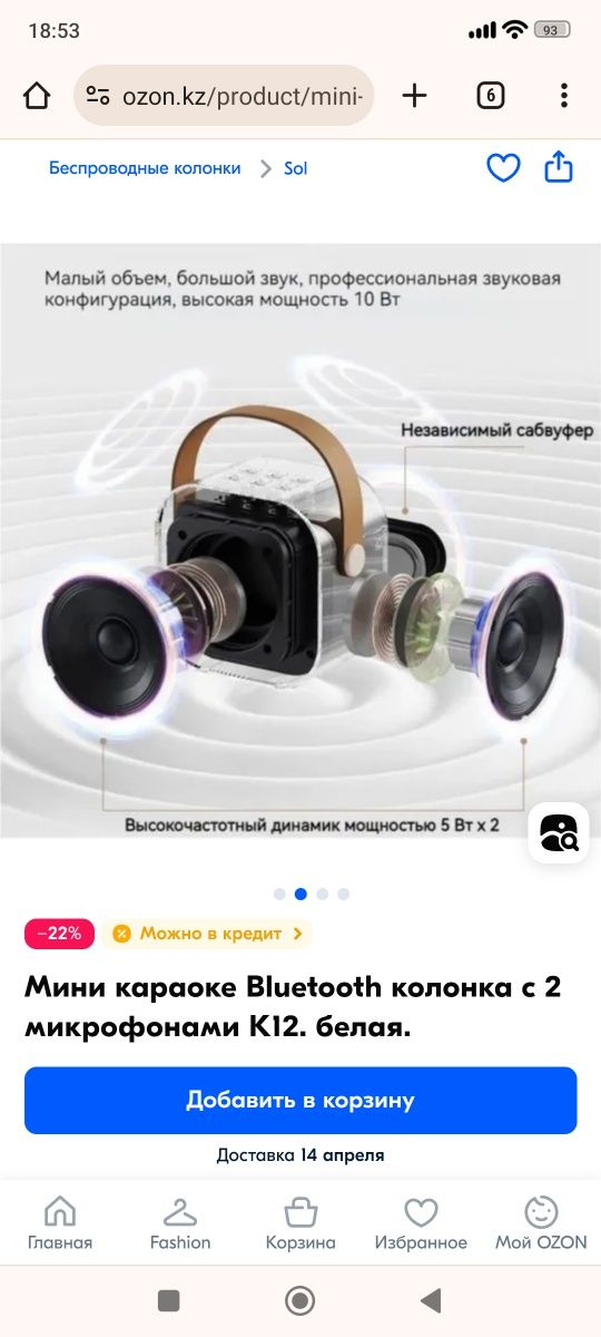 Караоке колонка с 2 мя микрофонами