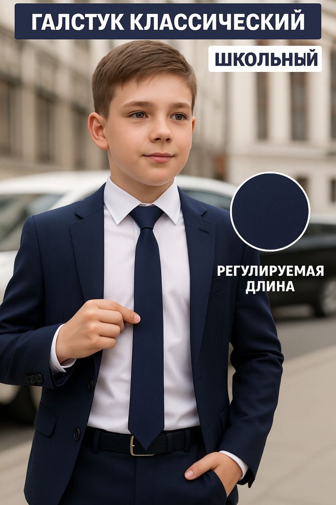 Галстук школьный завязываемый