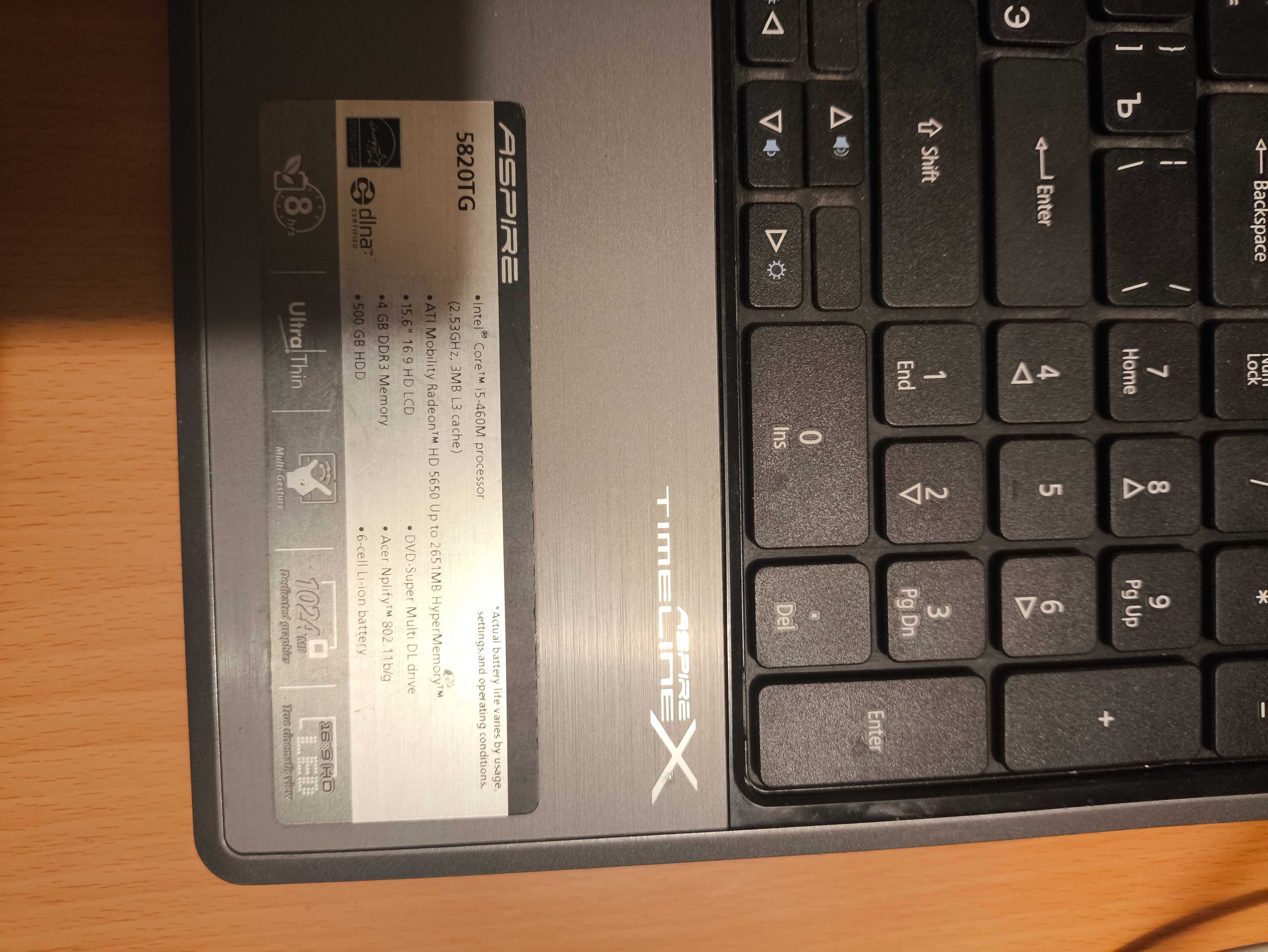 Продам запчасти для ноутбука  ASER ASPIRE 5820TG