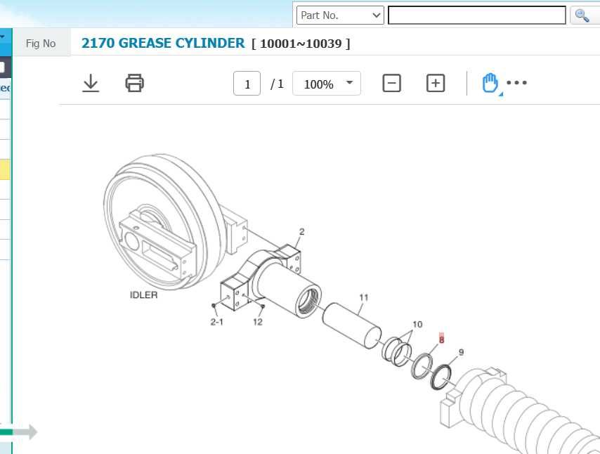 Уплотнение манжета натяжителя ленивца экскаватора Doosan DX800 DX1000