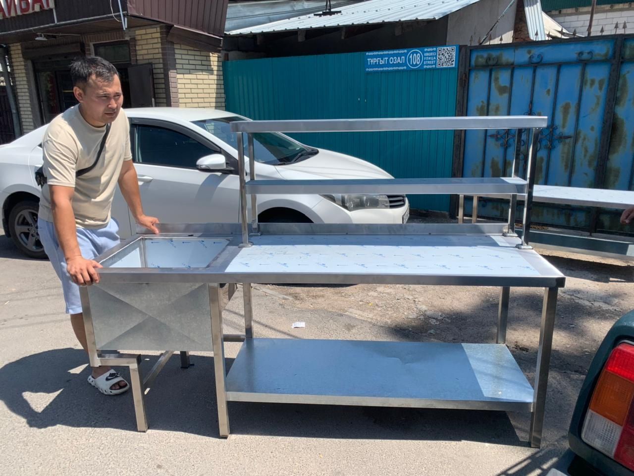 Стол разделочный мойка ванная кухонное оборудование стеллаж