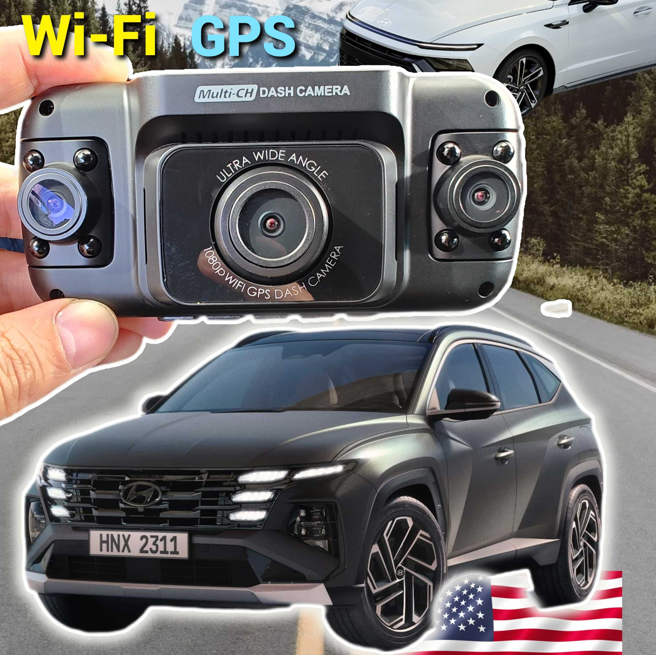США 3-FullHD 360°! WiFi GPS Видеорегистратор KIA Hyundai Toyota Jetour