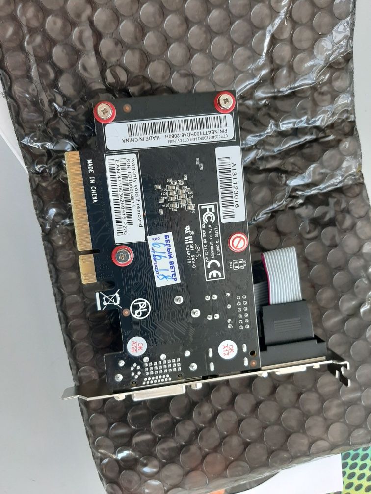 Новая видеокарта GT 710/2048М sDDR3 64bit CRT DVI HDMI