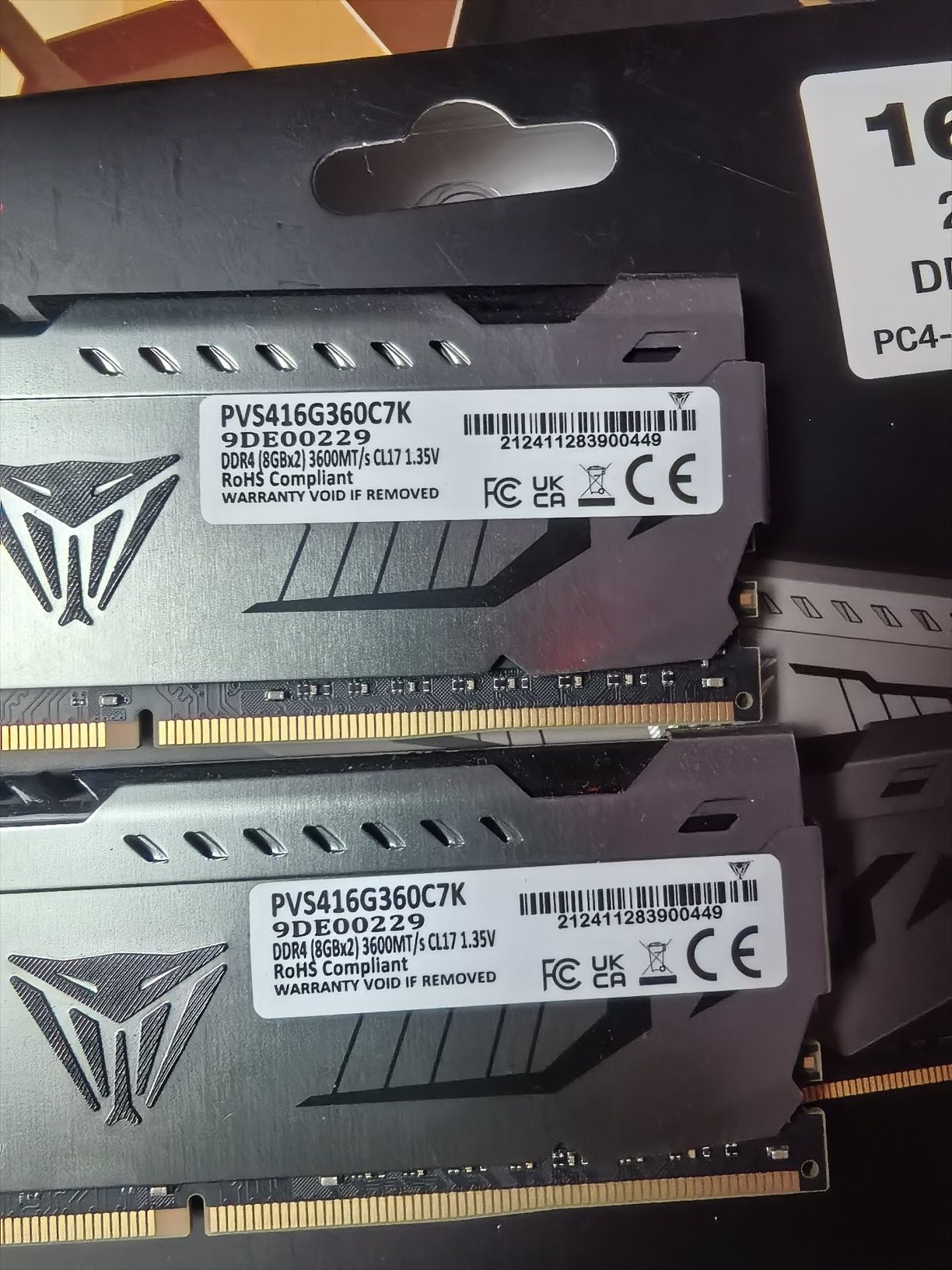 ОЗУ DDR4 16gb по 8gb, 3600mhz, CL17