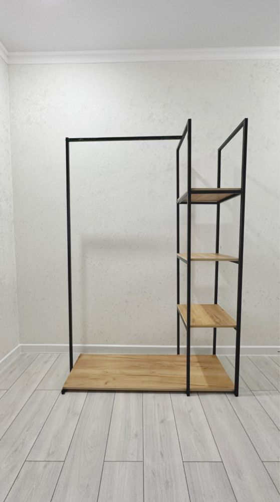 Вешало напольное для одежды 179x120x40 см, черный, коричневый