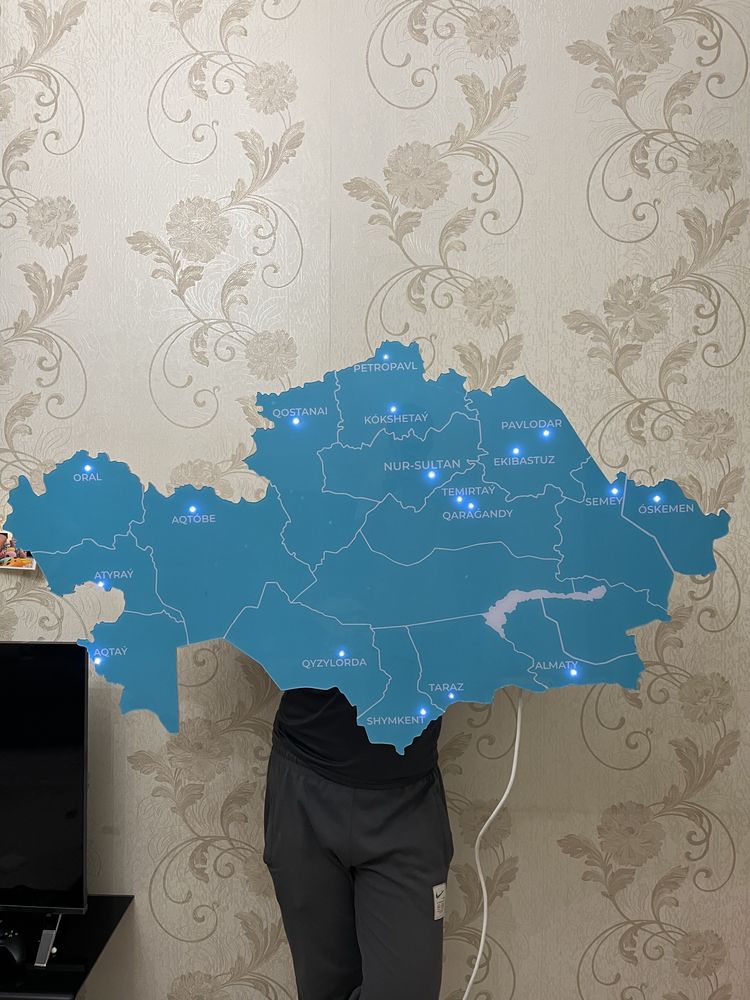 Светящаяся карта Казахстана